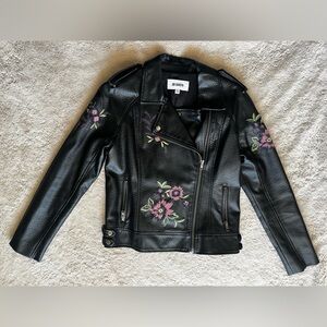 BB Dakota leather jacket with floral embroidery. Only worn once.